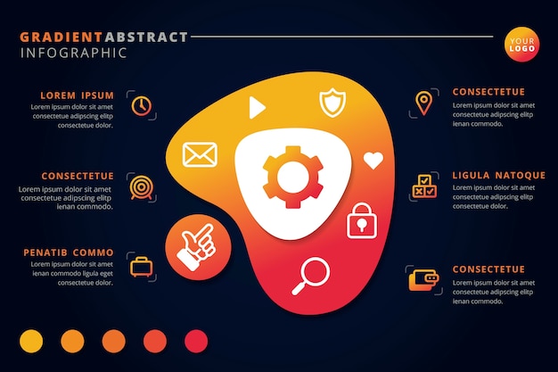 Infográfico de forma abstrata gradiente