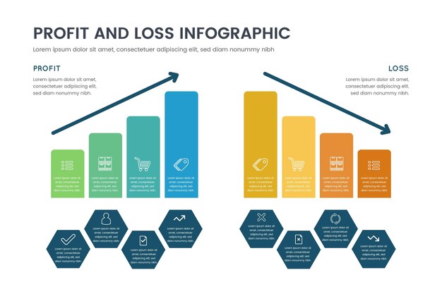 Vetor grátis infográfico de ganhos e perdas