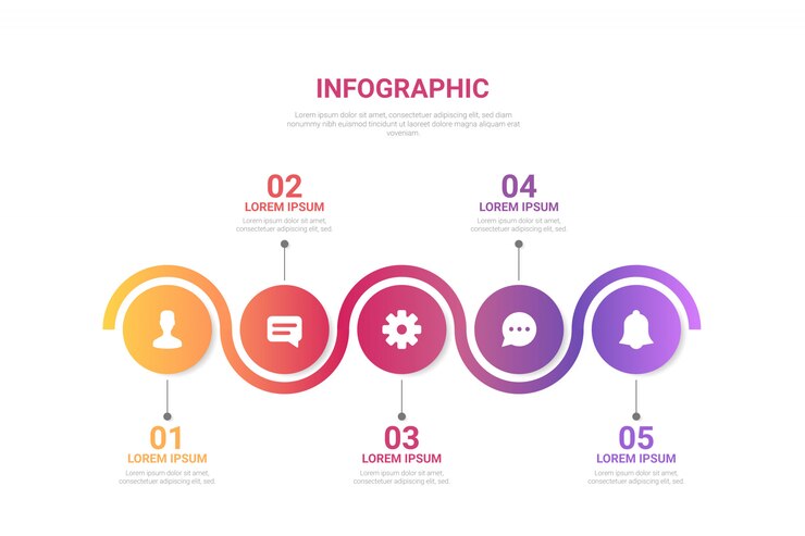 Vetor grátis infográfico de gradiente com etapas