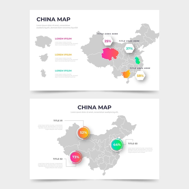 Vetor grátis infográfico de gradiente do mapa da china