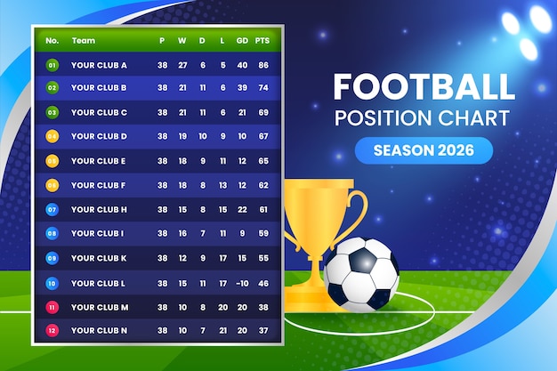 Vetor grátis infográfico de gráfico de posição de futebol gradiente