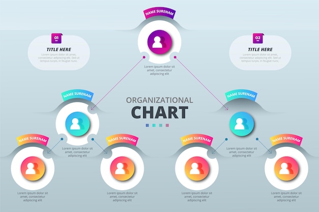 Vetor grátis infográfico de gráfico organizacional de gradiente