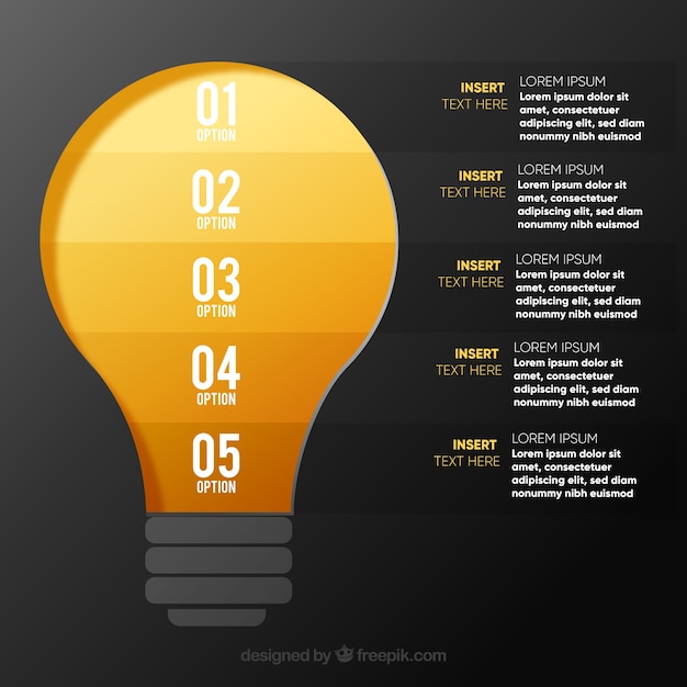 Vetor grátis infográfico de lâmpada colorida em estilo simples
