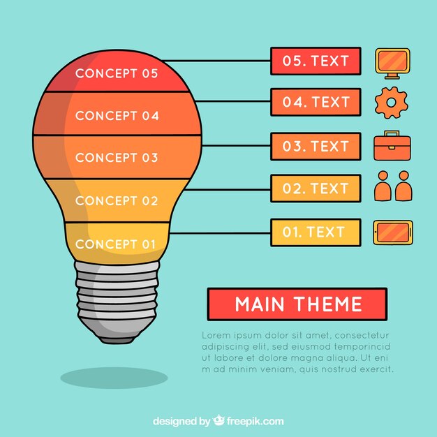 Vetor grátis infográfico de lâmpada de mão desenhada