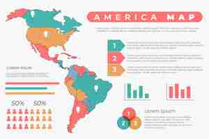 Vetor grátis infográfico de mapa da américa desenhado à mão