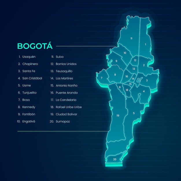 Infográfico de mapa de bogotá gradiente