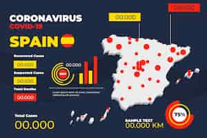 Vetor grátis infográfico de mapa de espanha de coronavírus