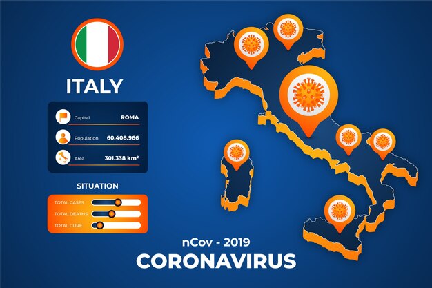 Infográfico de mapa de país de coronavírus