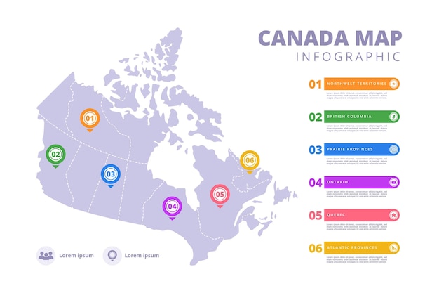 Vetor grátis infográfico de mapa do canadá desenhado à mão