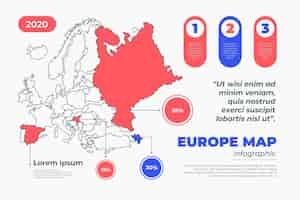 Vetor grátis infográfico de mapa linear da europa