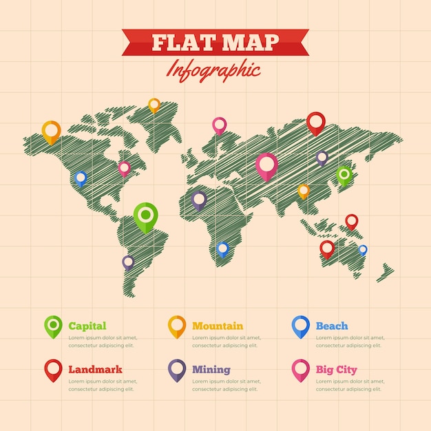 Vetor grátis infográfico de mapas de design plano