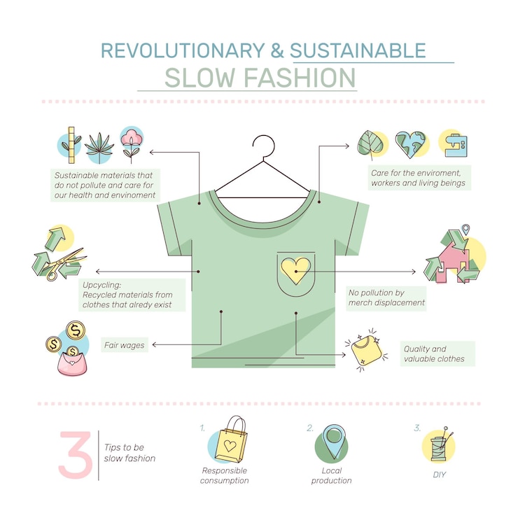 Vetor grátis infográfico de moda sustentável desenhado à mão