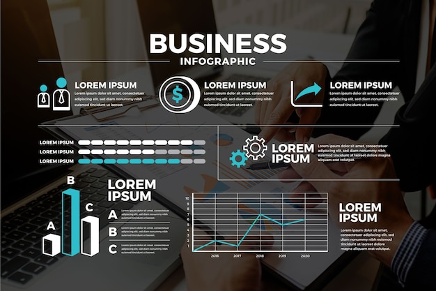 Vetor grátis infográfico de negócios com foto