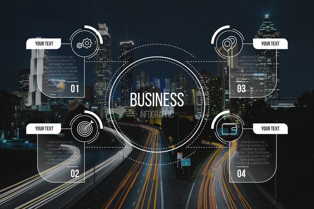 Infográfico de negócios com modelo de imagem