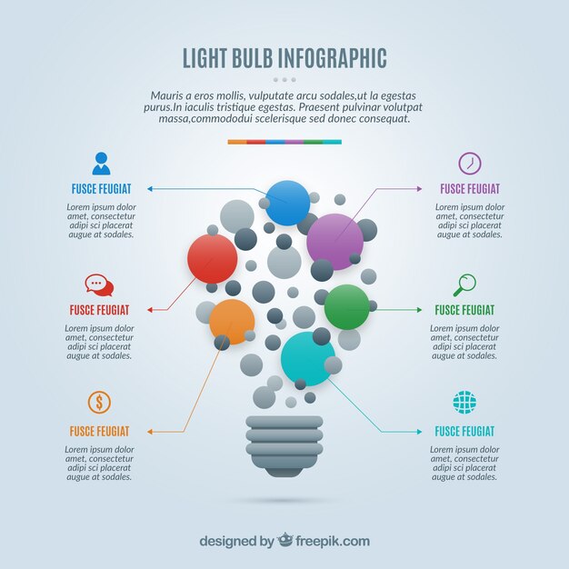 Infográfico de negócios com uma lâmpada