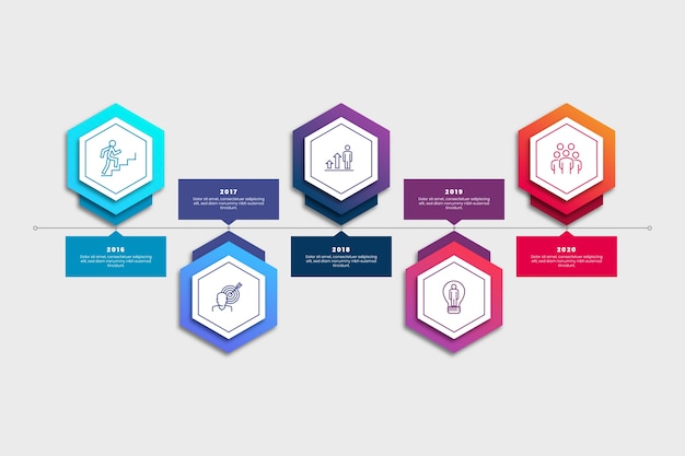 Infográfico de negócios gradiente de linha do tempo