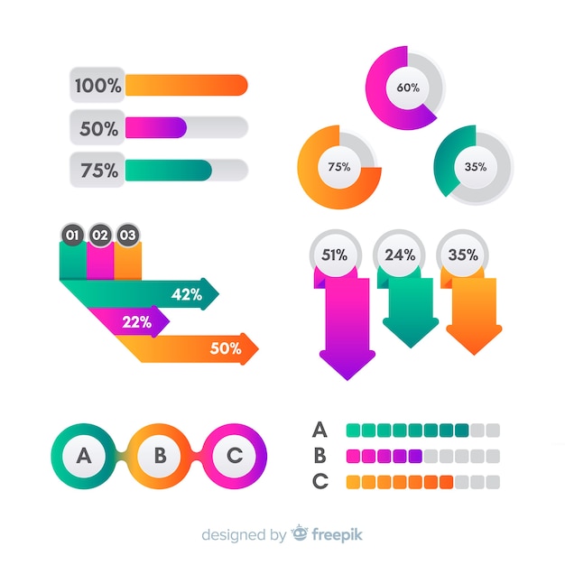 Vetor grátis infográfico de negócios gradiente
