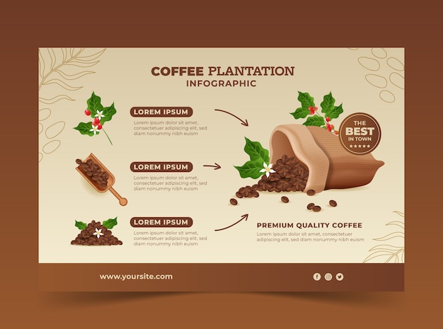 Vetor grátis infográfico de plantação de café gradiente