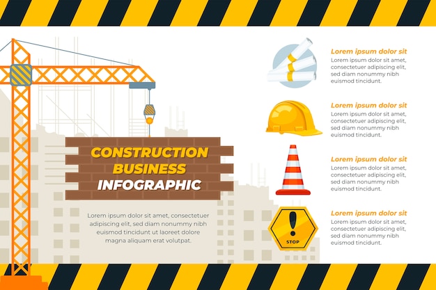 Vetor grátis infográfico de projeto de construção desenhado à mão