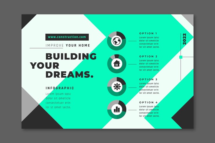 Vetor grátis infográfico de projeto de construção geométrica