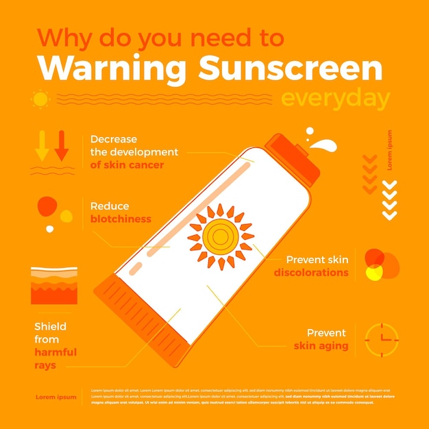 Vetor grátis infográfico de proteção solar plana