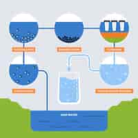 Vetor grátis infográfico de purificação de água de design plano