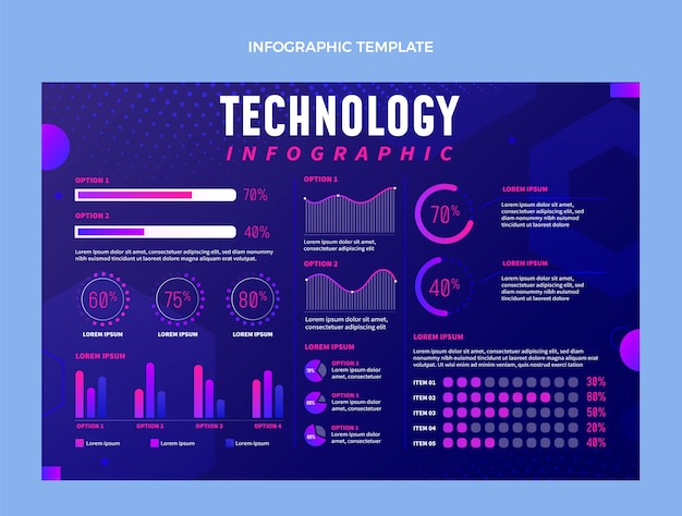 Infográfico de tecnologia de meio-tom gradiente