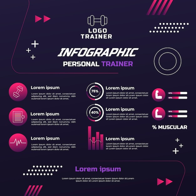 Infográfico de treinador pessoal gradiente