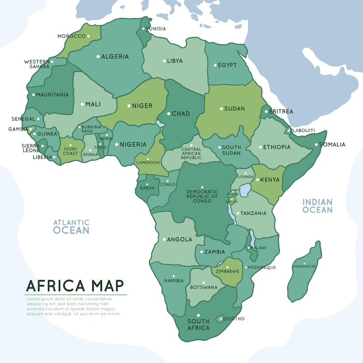 Vetor grátis infográfico desenhado à mão do mapa da áfrica