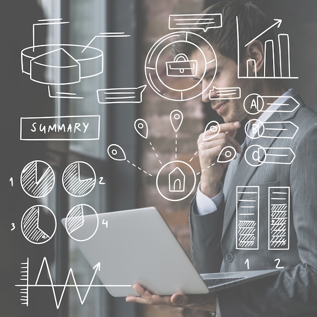 Infográfico desenhado de mão para negócios