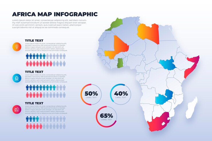 Vetor grátis infográfico do mapa da áfrica do gradiente