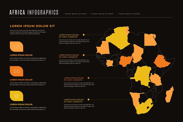 Vetor grátis infográfico do mapa da áfrica em design plano