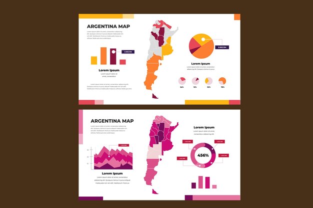 Infográfico do mapa da argentina em design plano