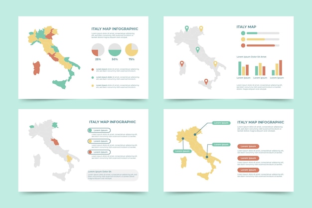 Infográfico do mapa da Itália plana