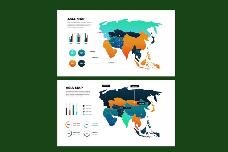 Vetor grátis infográfico do mapa gradiente da ásia
