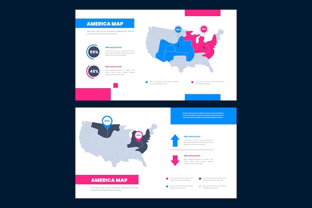 Vetor grátis infográfico do mapa linear da américa