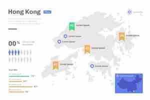 Vetor grátis infográfico do mapa linear de hong kong