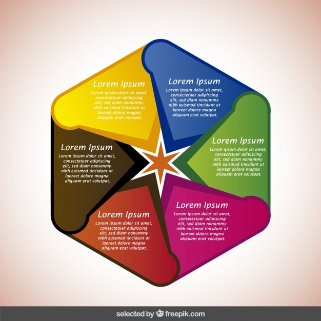 Vetor grátis infográfico hexagonal colorido