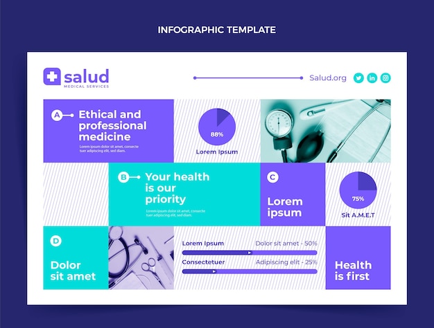 Infográfico médico de design plano