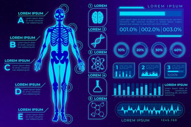 Vetor grátis infográfico médico tecnologia futurista
