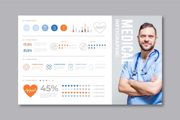 Vetor grátis infográfico modelo com médico