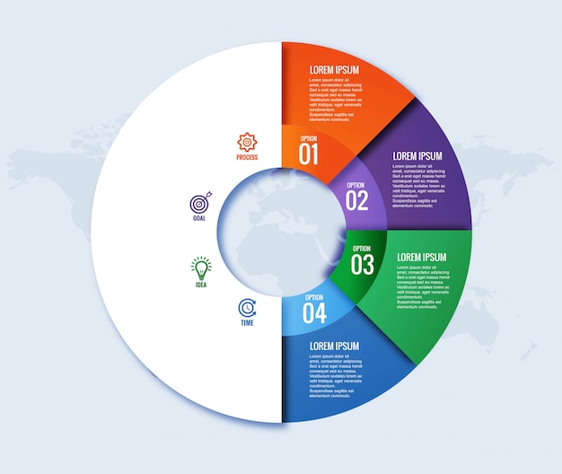 Infográfico moderno circular conceito com quatro etapas