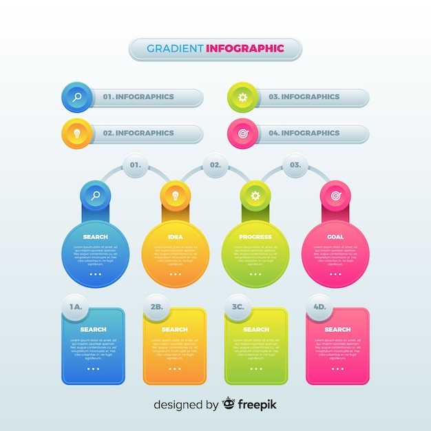 Vetor grátis infográfico plana colorida passos coleção