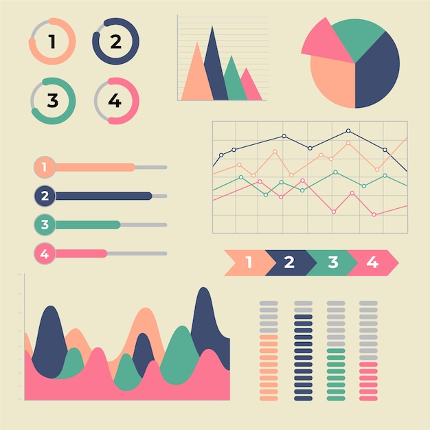 Infográfico plano com cores retrô