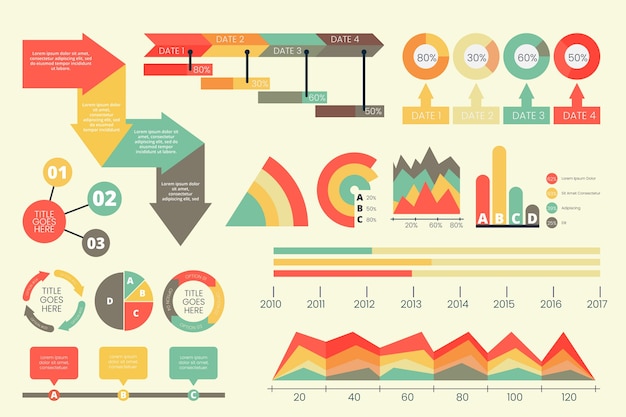 Infográfico plano com cores retrô