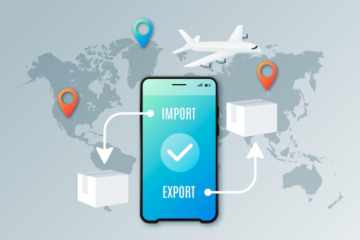 Vetor grátis infográfico realista de importação e exportação