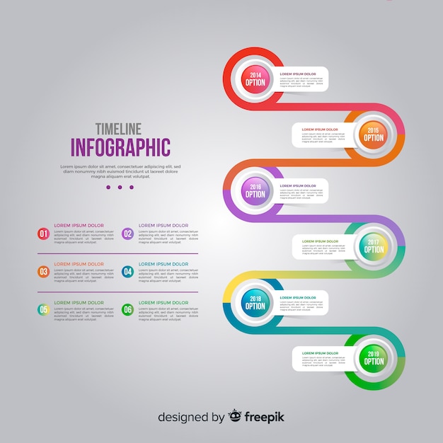 Infográficos coloridos timeline design plano