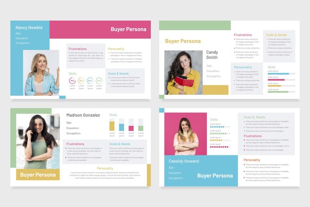 Infográficos da persona do comprador com foto