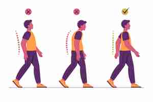 Vetor grátis infográficos de correção de postura plana