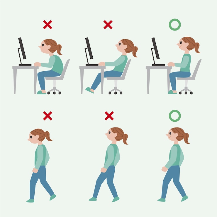 Vetor grátis infográficos de correção de postura